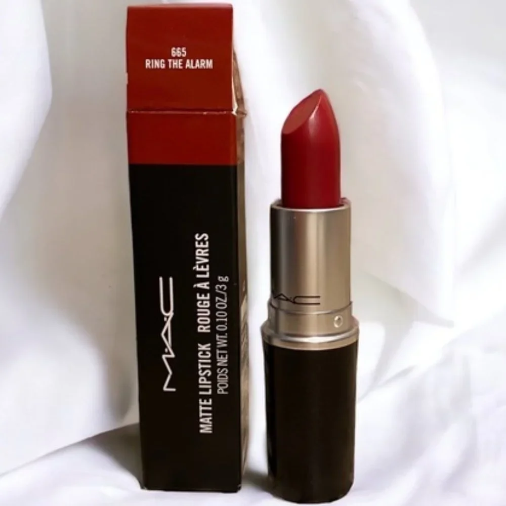 MAC RING THE ALARM 665 Lipstick NIB coral red semi-matte